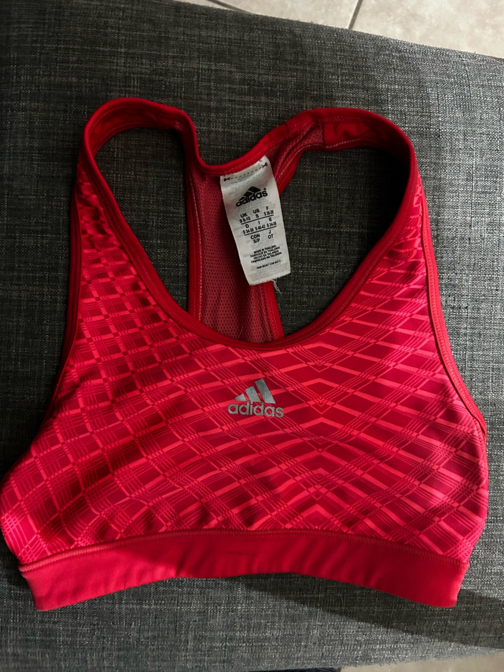 adidas Women’s Red Patterned Racerback One-Piece Swim Top